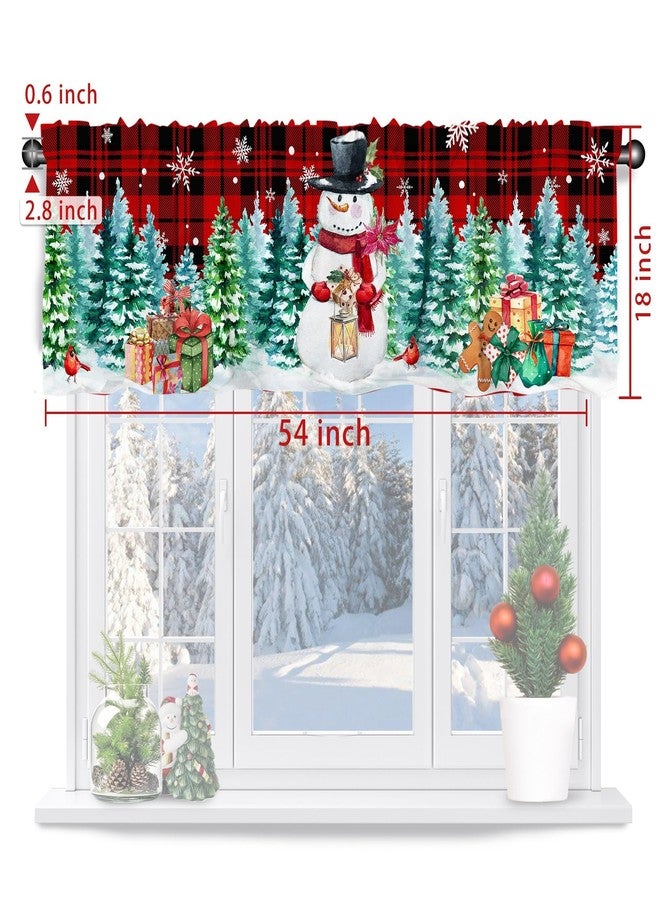 Hexagram Snowman Christmas Valance Curtain for Kitchen 18"X54" Red Christmas Decorations Kitchen Window Decor, Deer Winter Tree Valances for Living Room Bedroom Decor, Rod Pocket Window Treatment - Image 2